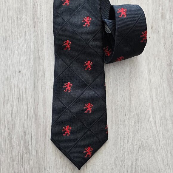 vintage Rosenblatts | Collegiate red lion black medium width retro tie | unisex - Picture 1 of 8